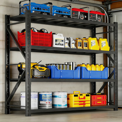 Étagère de garage robuste à hauteur réglable à 4 niveaux, support de rangement en acier d'une capacité de 2 400 lb, tablettes industrielles de H 65 po x l 67 po x P 22 po pour le garage, le sous-sol, l'entrepôt et l'atelier