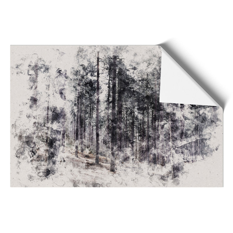 Conifer Tree Forest Watercolour - Frameless Print, 59cm H x 84cm W x 0.1cm D