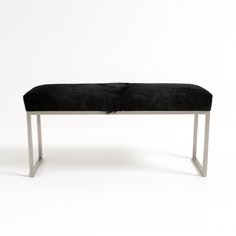 Banc rembourré en cuir de vache, Argent argent