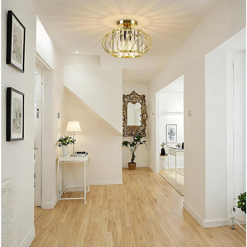 Semi Embedded Pendant Light, Gold, 7.28" H x 9.05" W x 7.28" D