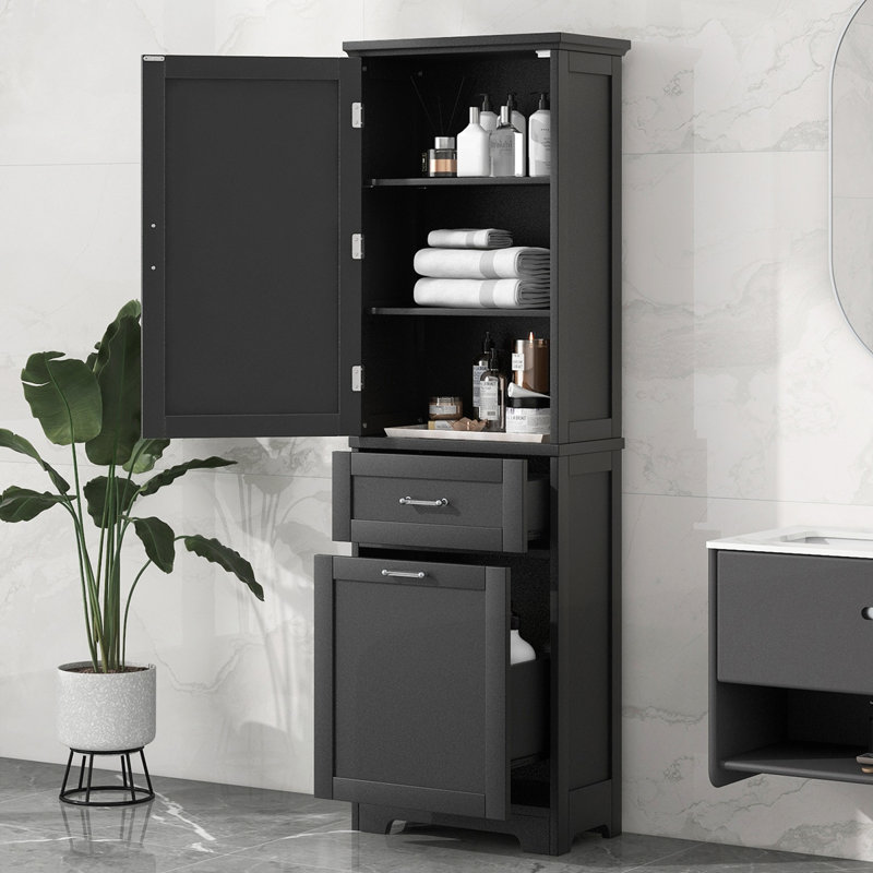Armoire de rangement autoportante avec deux tiroirs et une tablette réglable