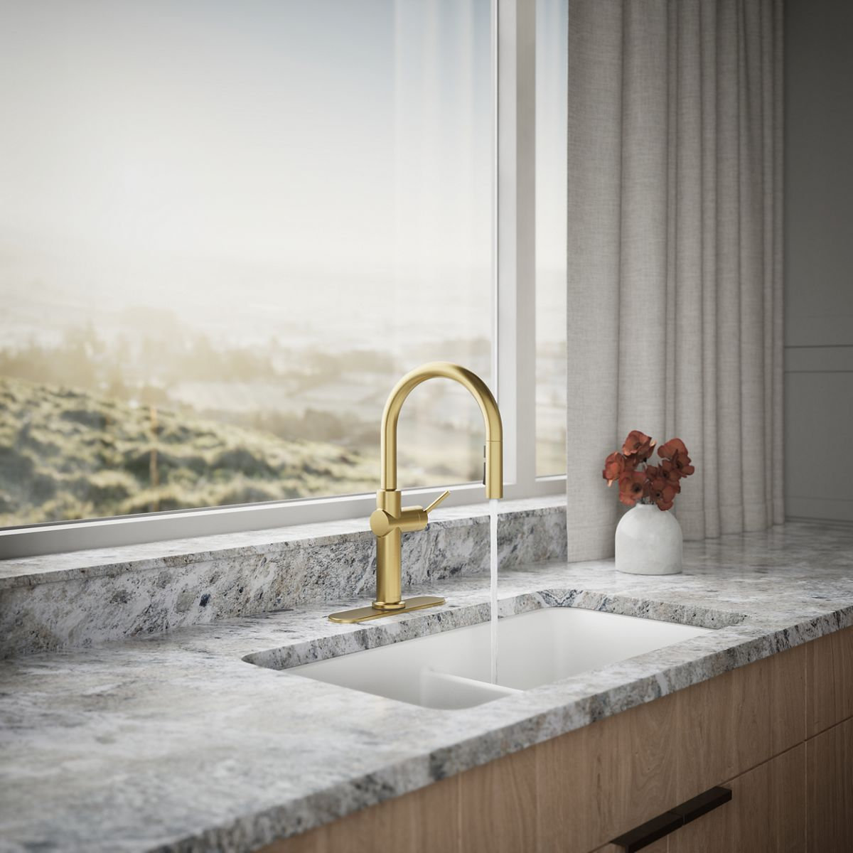 Kohler Crue Pull-Down Kitchen Faucet, Brass