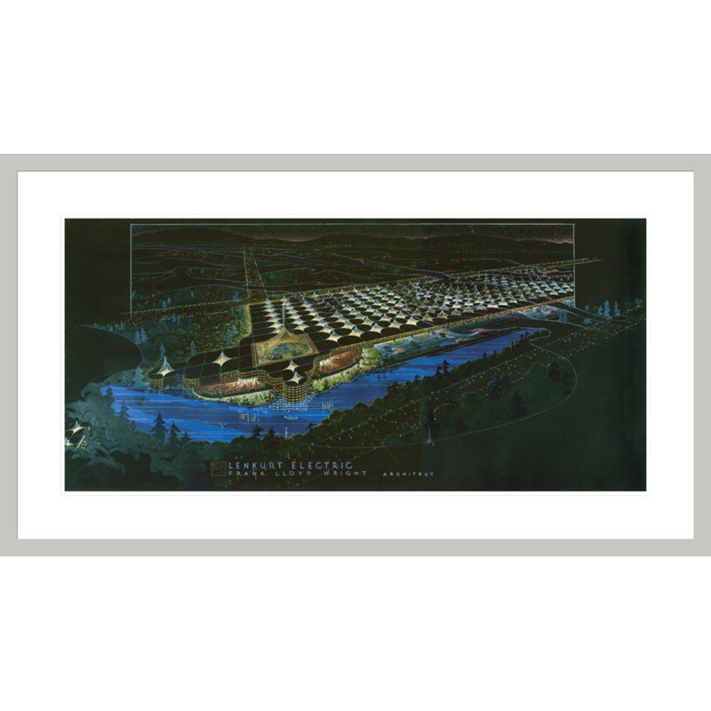 Lenkurt Electric Co. San Carlos CA (projet) par Frank Lloyd Wright - reproduction d'art encadrée, H 23,47 po x l 41,5 po