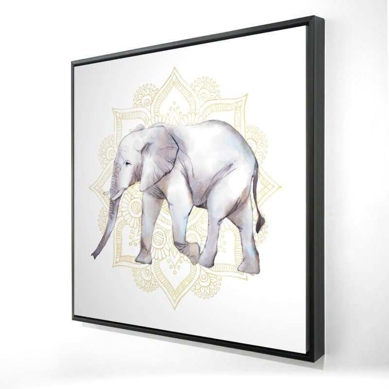 Gray Bedroom Elephant Canvas - Elephant on Mandalas Decor