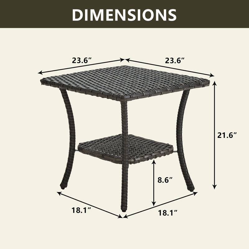 Square Outdoor Side Table , 23.6 " W 23.6 " D