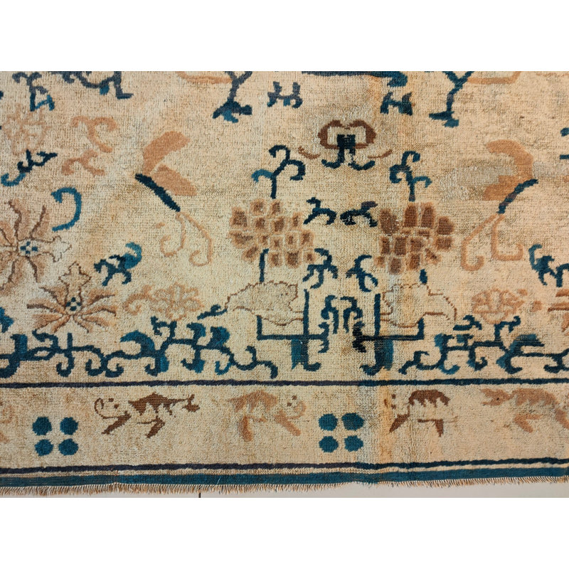 Tapis beige antique en laine Ningxia
