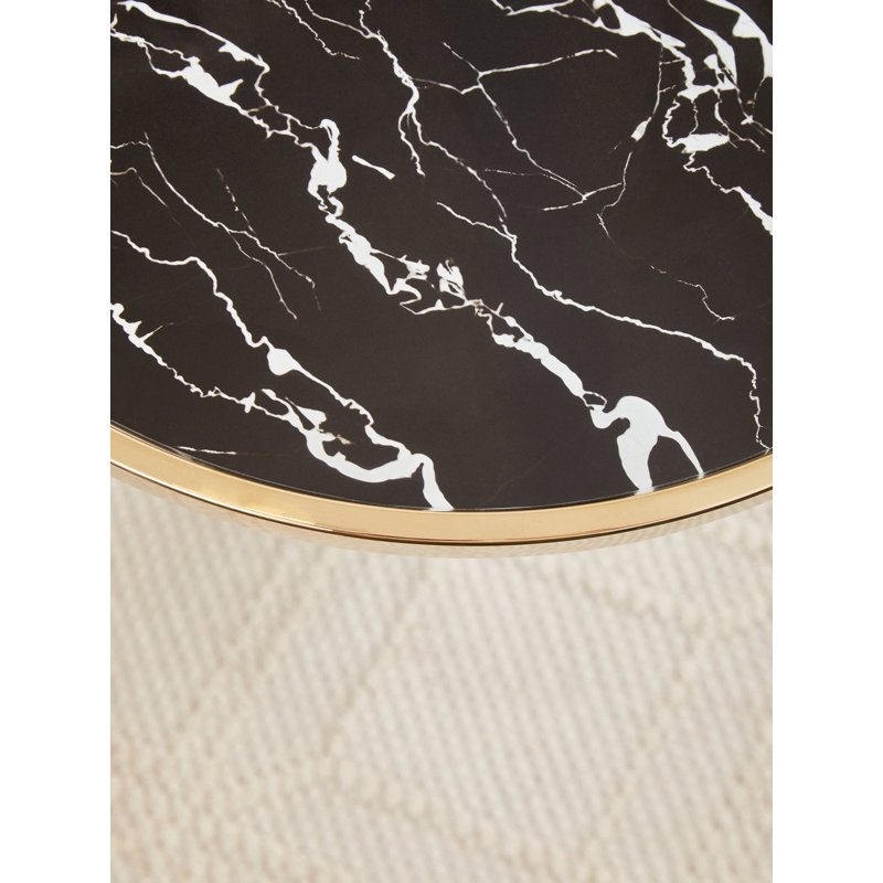 Bhodi Glass Top End Table, Black/Gold, Black