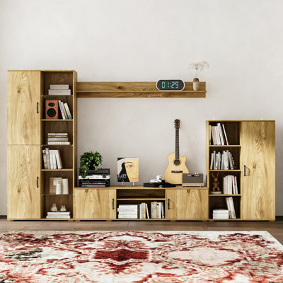 Large Audio Rack Media Console With Cabinets, Glass Shelves & Anti-Tip Devices