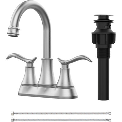 Robinet en métal innovant à deux poignées - Design moderne en nickel brossé pour salle de bain contemporaine