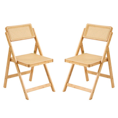 Rattan Folding Chairs, Modern Mid Century Dining Chairs Set Of 2