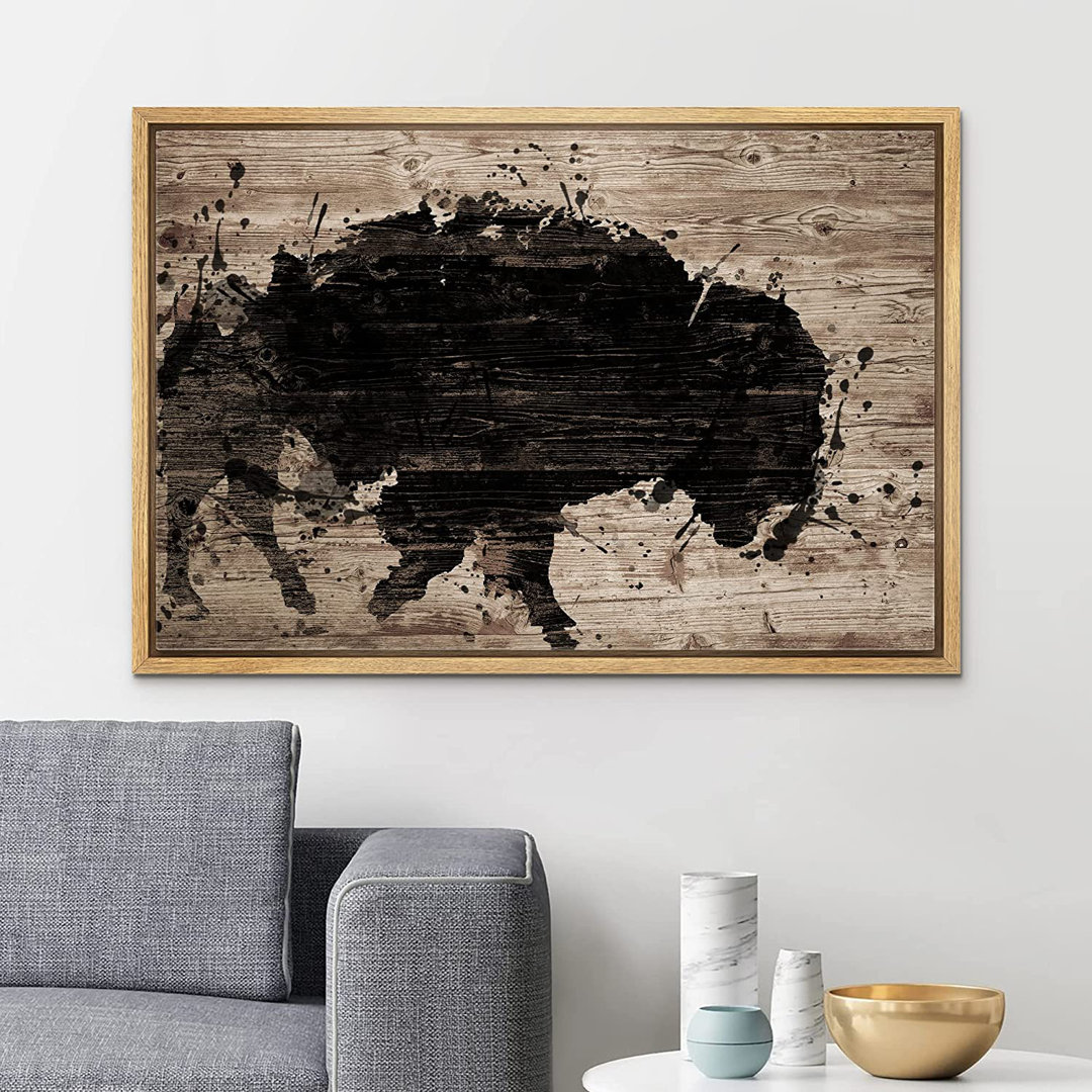 " Wood Panel Spray Paint Bison Buffalo " SIGNLEADER 