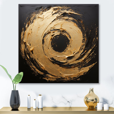 Gold And Black Spiraling Galatic Vortex - Abstract Spirals Metal Wall Art