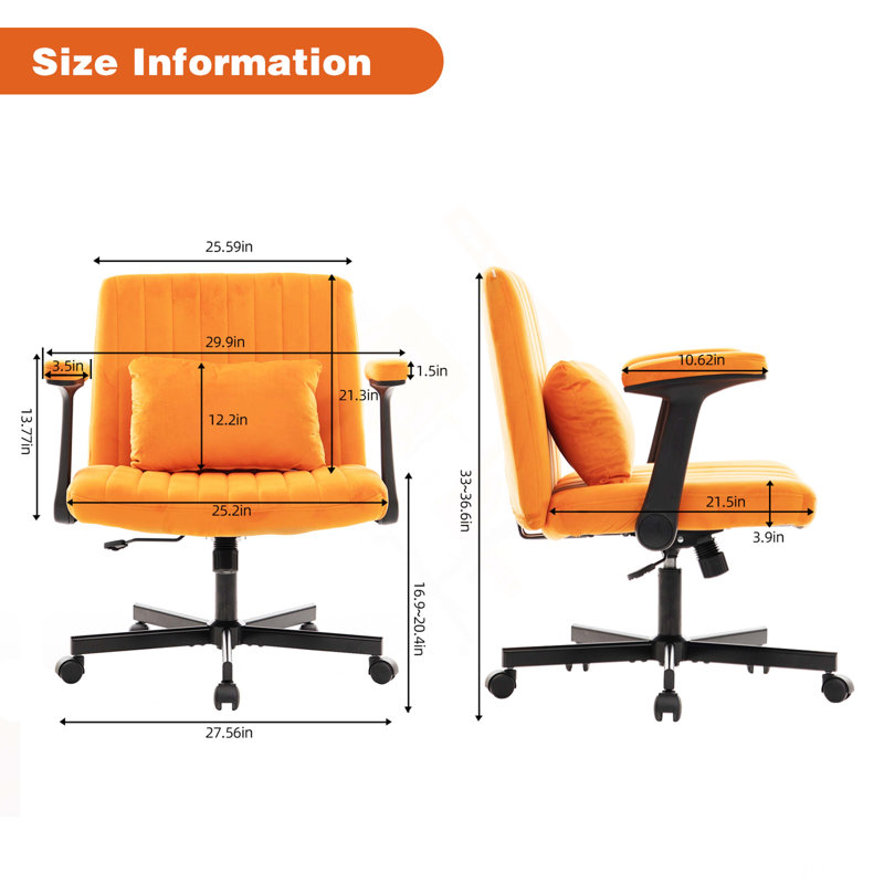 Chaise de bureau Velvet Criss Cross, Orange, Orange