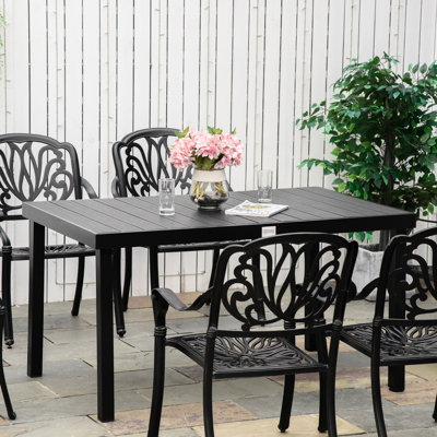 6 tables d'extérieur, élément de patio rectangulaire, pieds en aluminium, noir patiné pour le jardin, terrasse imperméable et décoration de pelouse