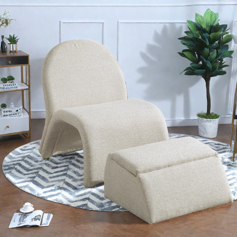 Accent Chairs With Storage Ottoman, Chenille Modern Chair For Home