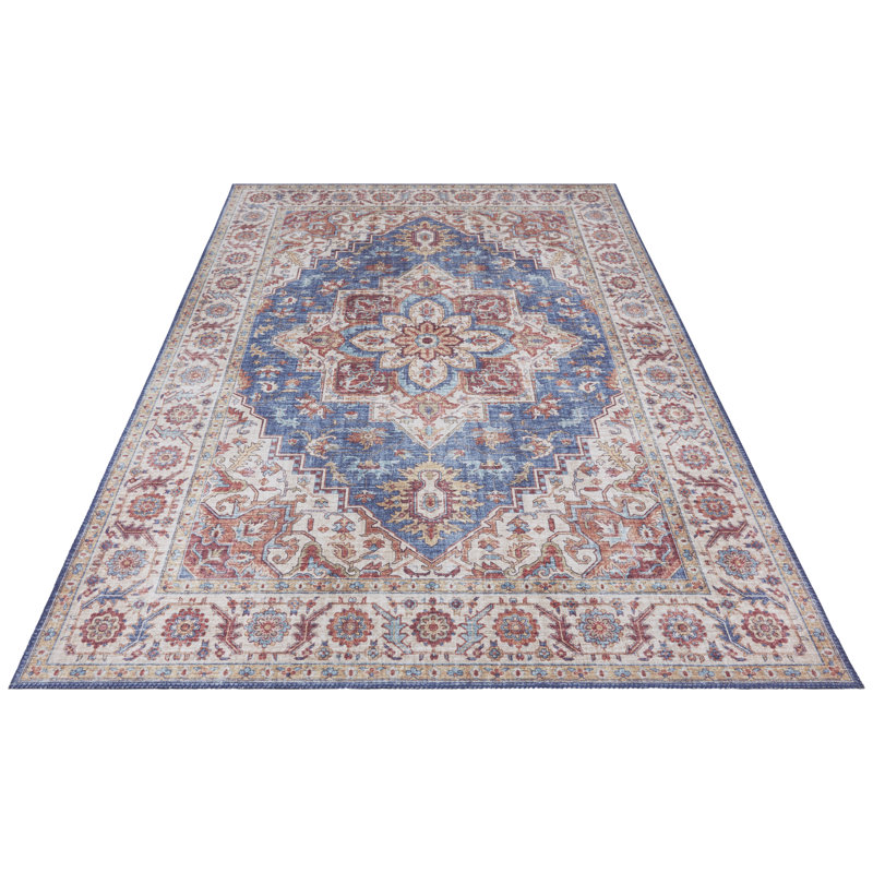 Anthea Tufted Plum Red/Jeans Blue Rug, Rectangle 160 x 230cm