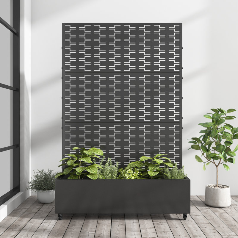 Rectangle Outdoor Metal Planter Box Raised Garden Bed, 73" H x 47" W x 16" D, Black