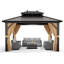 Pavillon de jardin en aluminium 10 x 10 pi avec toit double, rideaux et filet pour le jardin et le patio