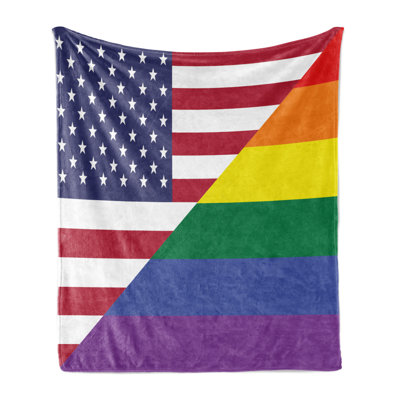 Ambesonne Pride Fleece Throw Blanket Flag USA Rainbow Colors Multicolor