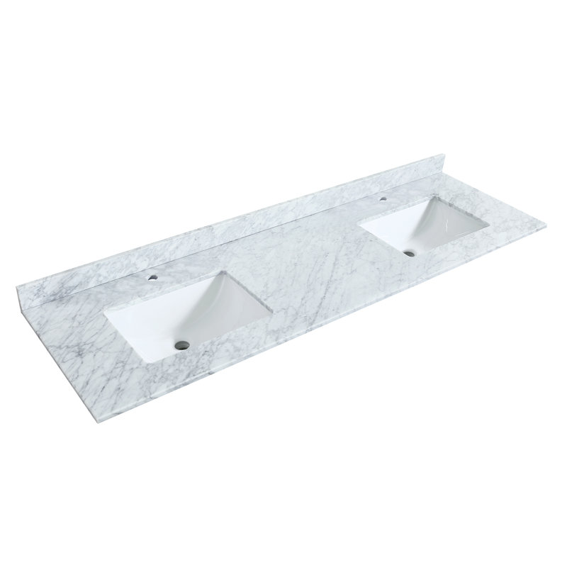 Miranda 72" White Double Vanity with Marble Top and Mirror