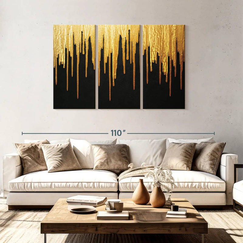 Avery Gold Paint Drip, 48" H x 74" W