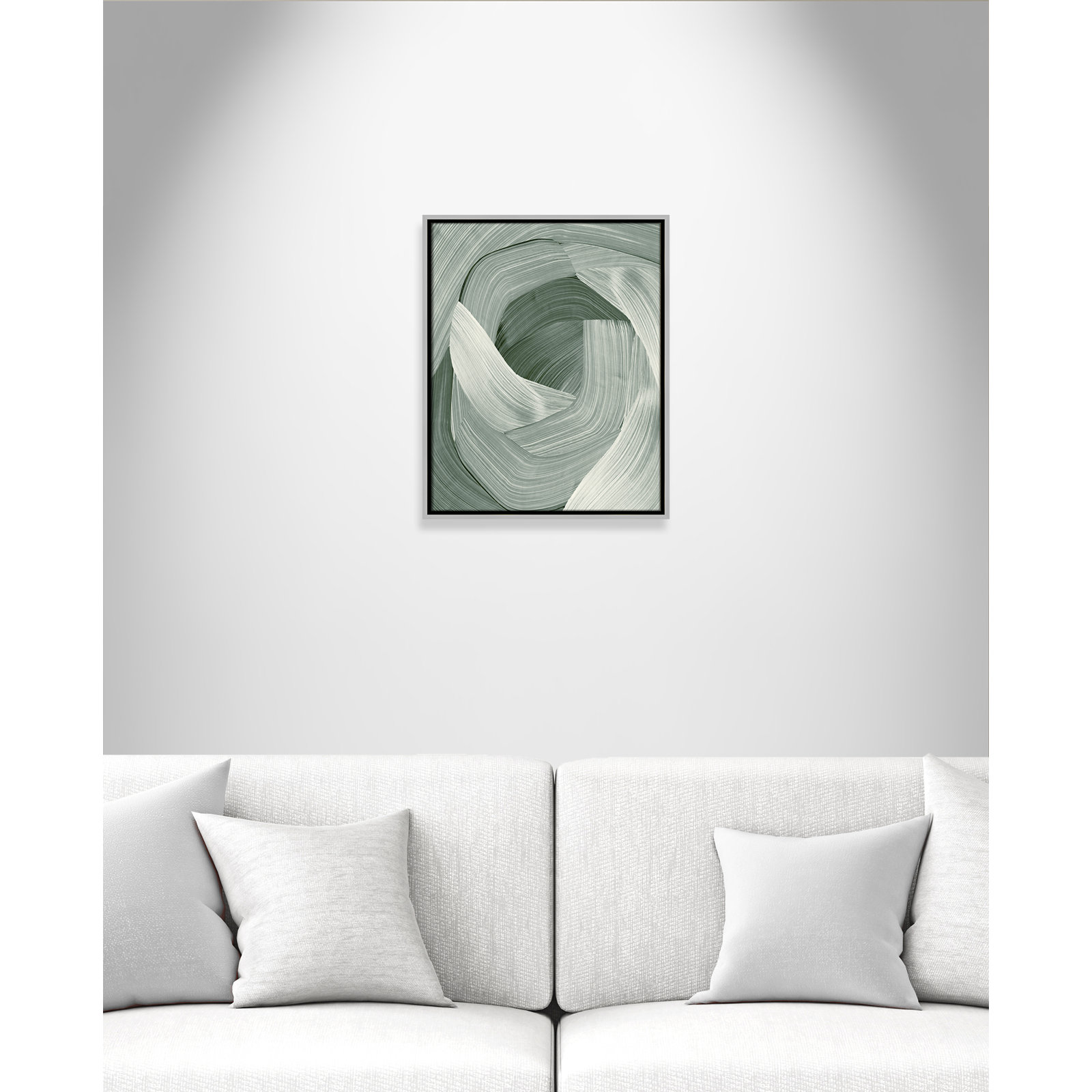 Enriched Emerald - Floater Frame Graphic Art Print on Canvas, Silver , 21.5" H x 17.5" W
