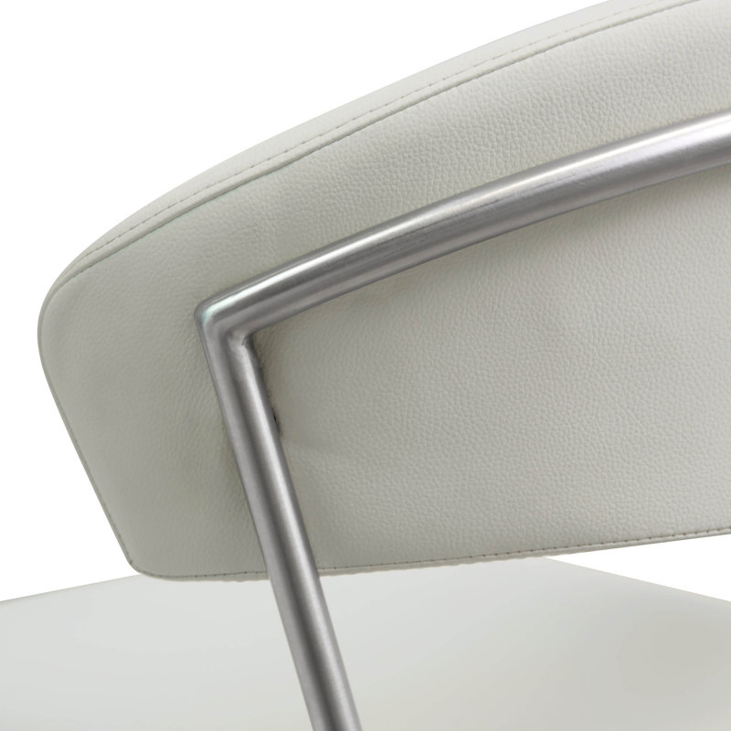 Upholstered Counter Stool with Metal Frame, Light Grey/Silver