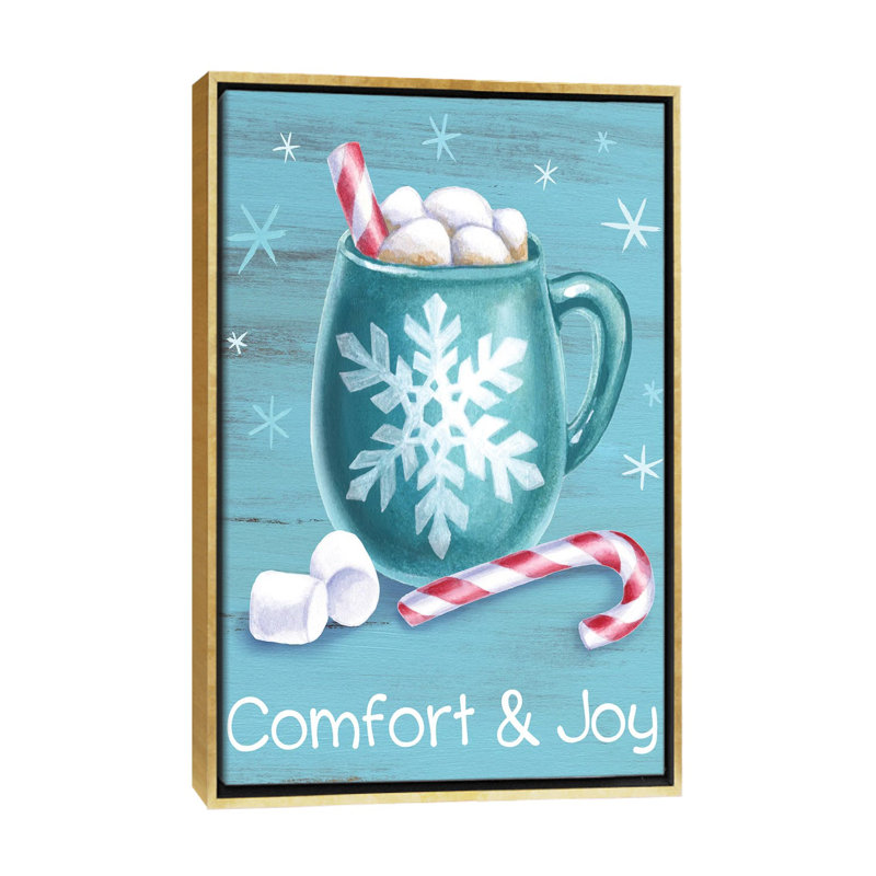 « Menthe poivrée », « comfort & Joy » par Kelsey Wilson, reproduction d’art, Toile encadrée d'or, Pas de tapis