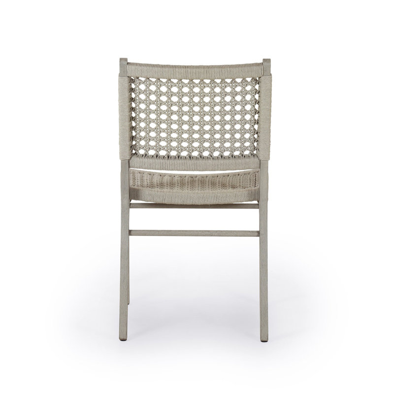 Dimitri Outdoor Dining Side Chair, Ivory Rope, Weathered Gray