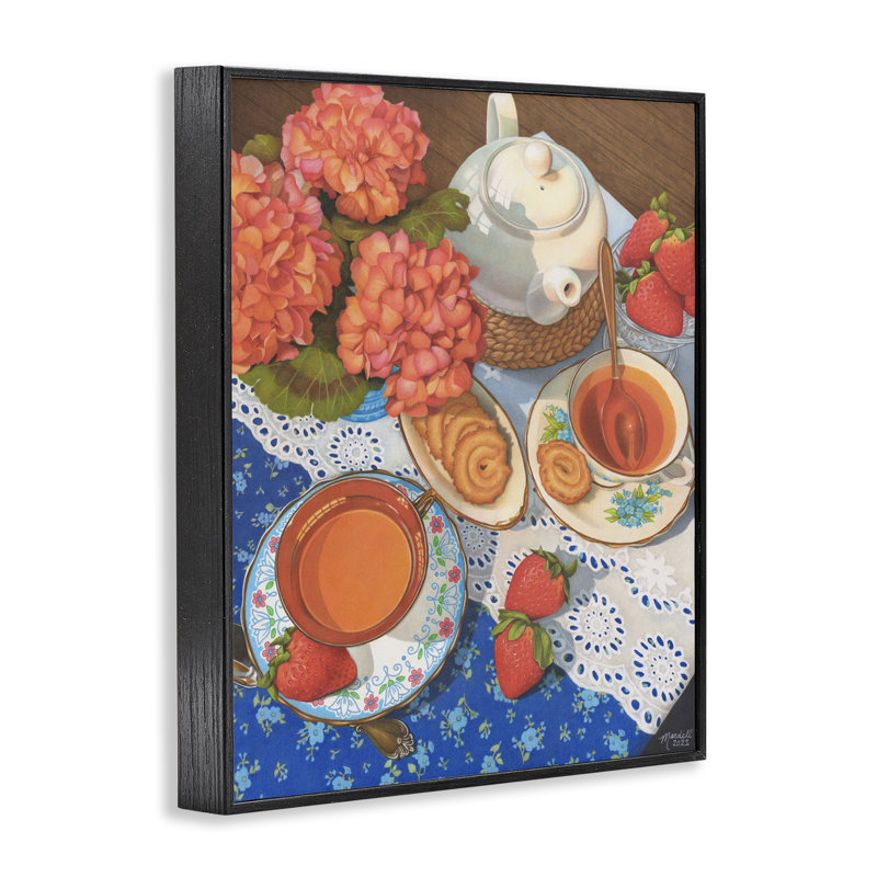 «Country Tea Time Art» par Mardell Schuster, Giclée encadrée noir minuit, H 20 po x l 16 po