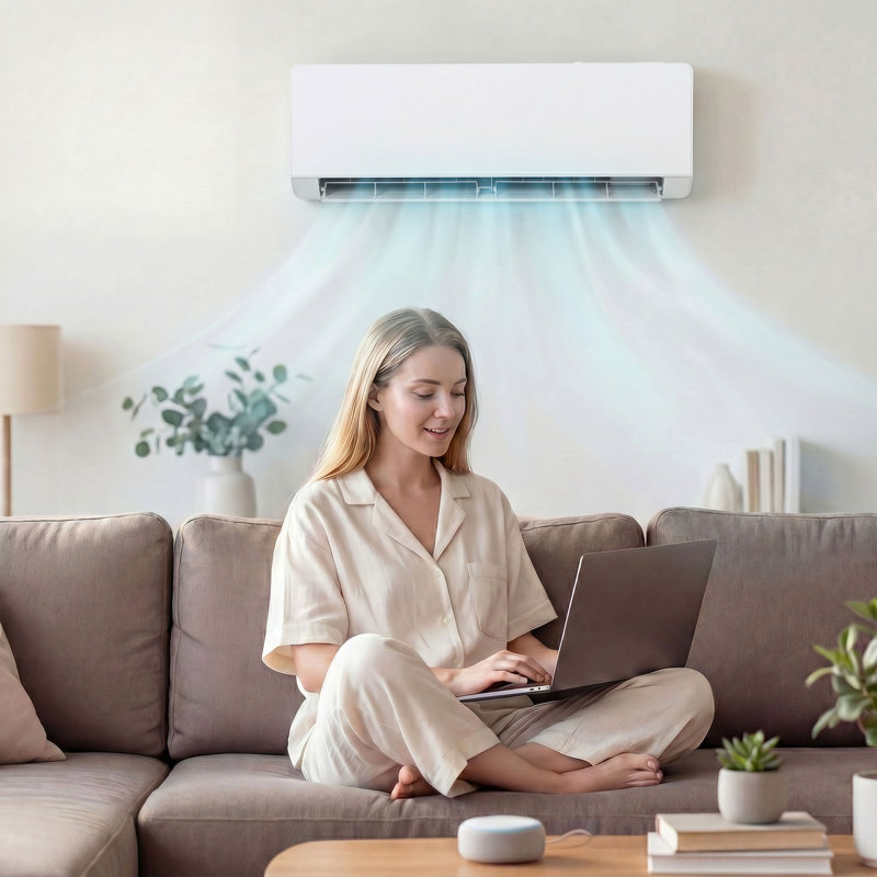 Climatiseur à deux blocs 18 000 BTU, climatiseur 22 SEER2 activé par le Wi-Fi, 18 000 BTU