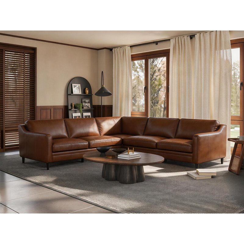 Ashtabula 3-Pieces Leather Sectional Sofa