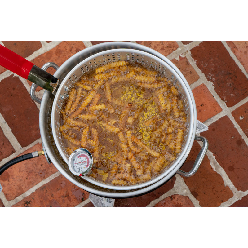 Friteuse avec couvercle, deux poignées d'aide et panier