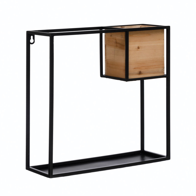Metal Wall Shelf with Wood Box