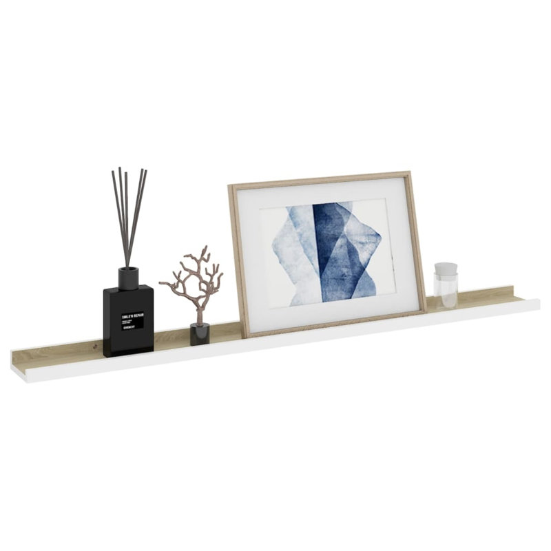 Floating Shelf, 1.2" H x 39.4" W x 3.5" D, White/Oak