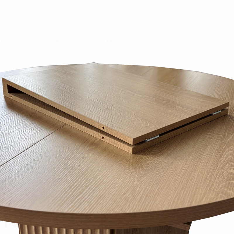 Round Dining Table 4-6 Person Wooden Bump Texture Base Family Gathering