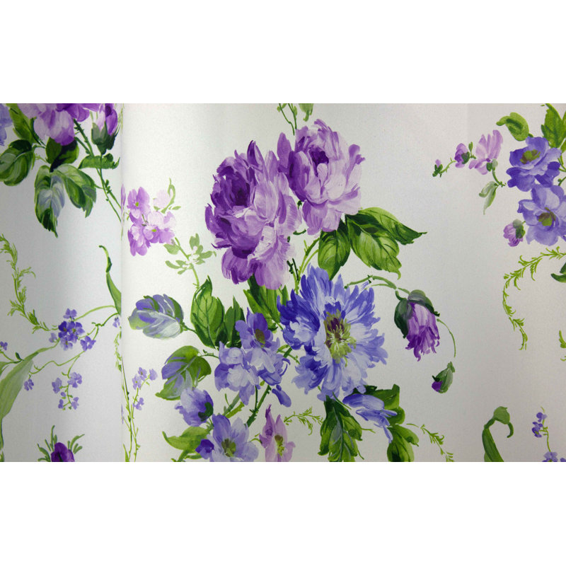 Pansy Blackout Curtain Single Panel, 145cm Width x 180cm Drop, Purple and blue