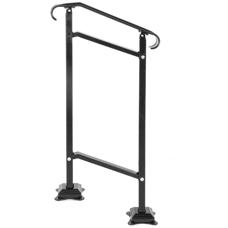 Adjustable Black Wrought Iron Handrail for 1-2 Steps