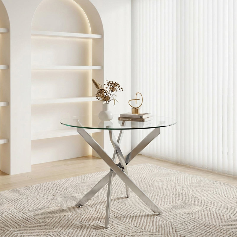 Table de salle à manger moderne avec pieds en verre 35,5 po Modern