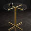 Table haute de bar ronde en verre, table de bar ronde de 36 pouces, plateau en verre trempé, support robuste à quatre colonnes chromées, convient aux tables de bar rondes transparentes dans les petits espaces.