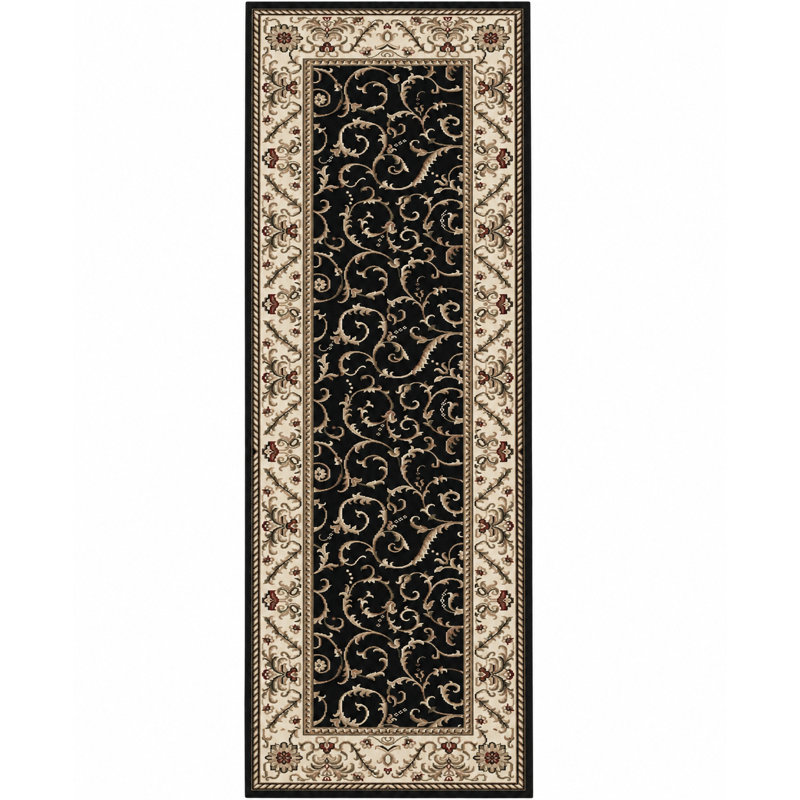 Weisgerber 1599 Traditional Oriental Black Area Rug, Runner 2'2" x 7'7"
