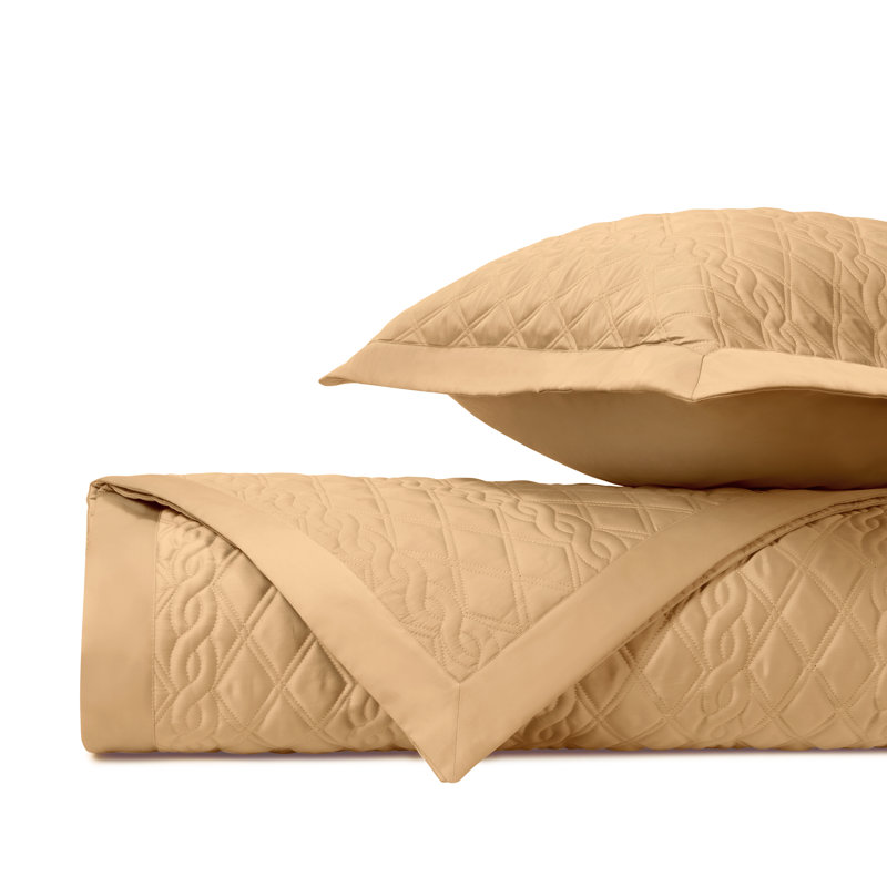 Ensemble de couvre-lit en satin matelassé Renaissance, Couvre-lit très grand et 2 taies de très grande, Doré