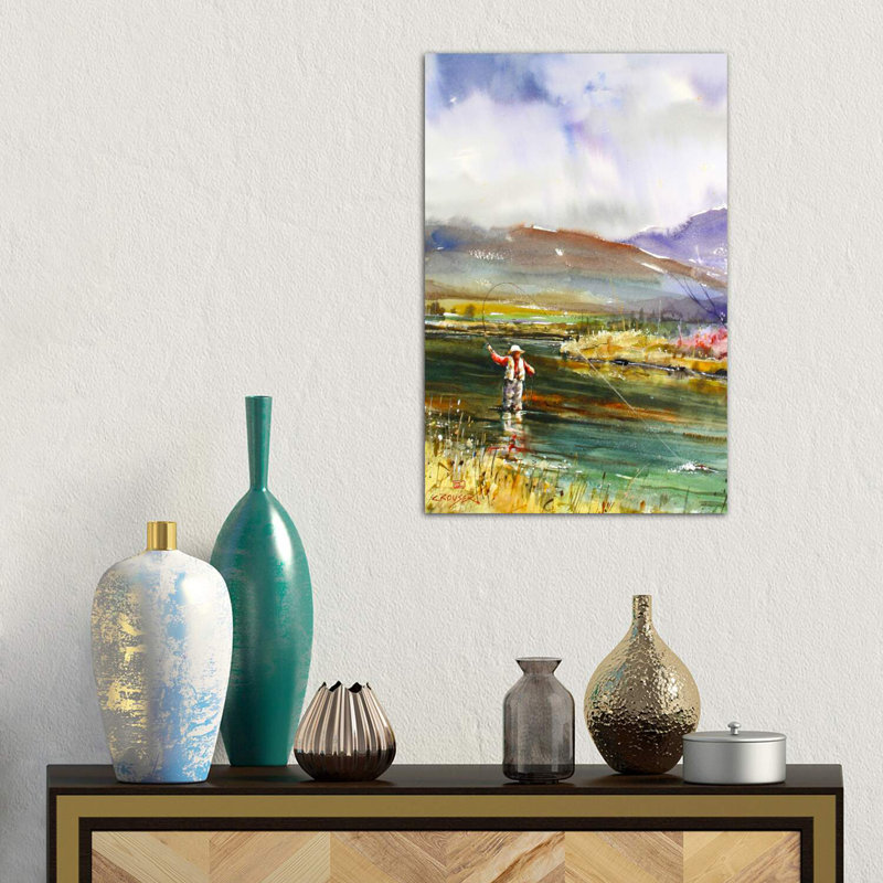 «Pêche II», reproduction d'art encadrée, H 12 po x l 18 po x 1,5 po, Toile tendue