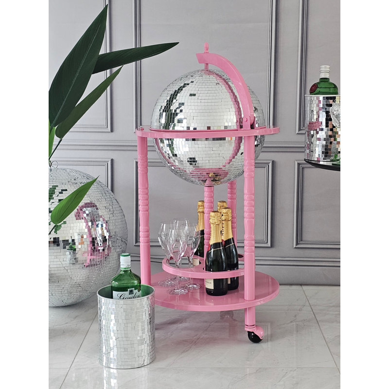 Metal Globe Bar, Pink/Silver