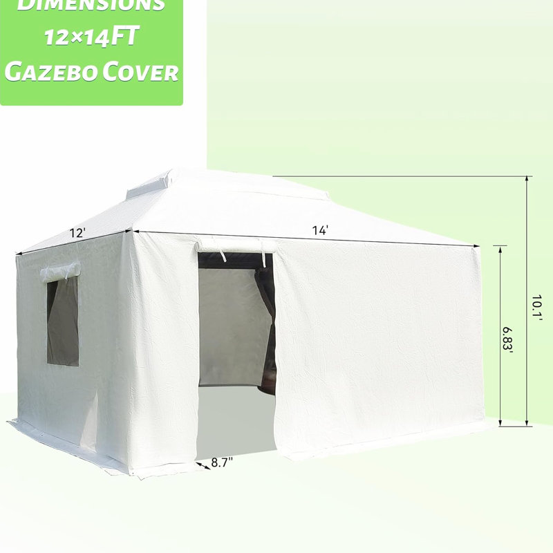 Housse pour abri de jardin 12 pi x 14 pi pour toutes saisons avec parois latérales, fenêtres en filet et installation facile