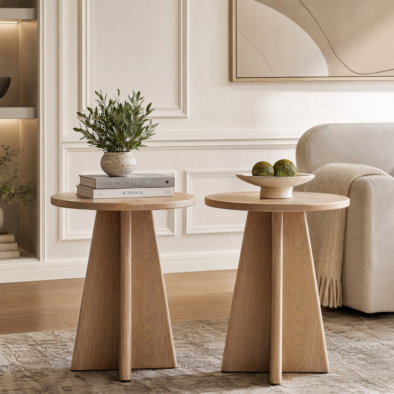 Table de chevet ronde de 50 cm (19,7 po), ensemble de 2, Lot