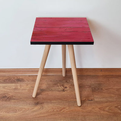 Modern Fuchsia Side Table with Beech Wood Legs, 13.8 x 16.5 x 13.8 inches | 100% MDF Construction, Thickness: 0.7 inches | Stylish & Functional, Perfect for Living Room, Bedroom, or Office Decor