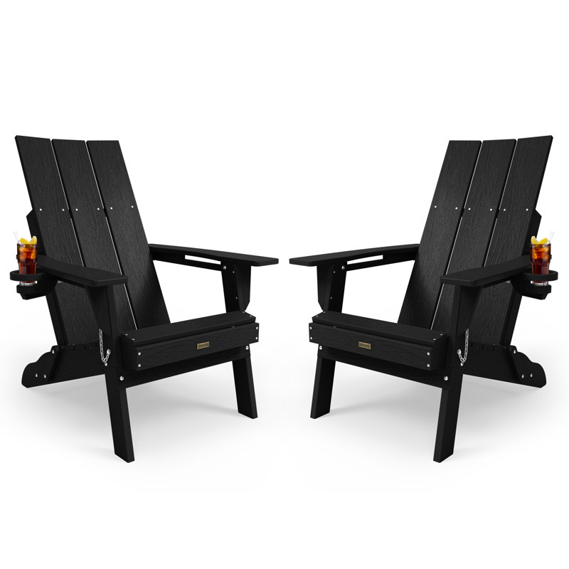 Chary Outdoor Adirondack Chair, Black