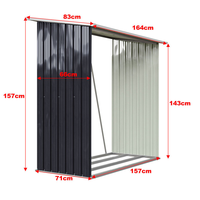 83cm W x 154cm D Metal Log Store