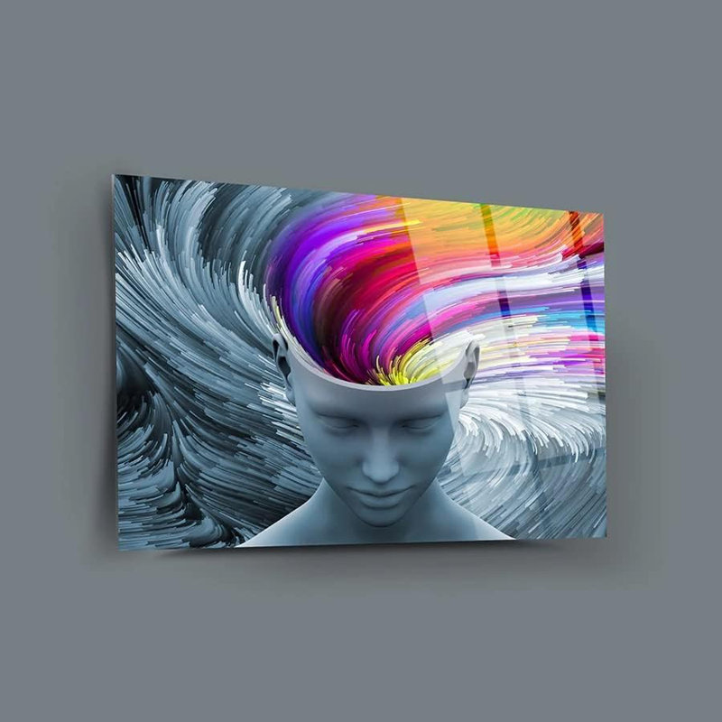 Art mural moderne en verre trempé flottant sans cadre coloré pour la maison ou le bureau